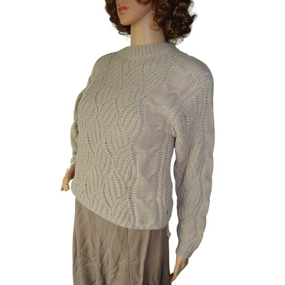 NWT Blu Ivy Boutique Beige Twisted Knit Pullover Sweater Womens Size S/M Fall - Picture 4 of 10